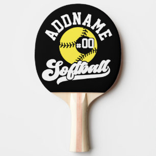 Personalised Softball Player ADD NAME Retro Team Ping Pong Paddle