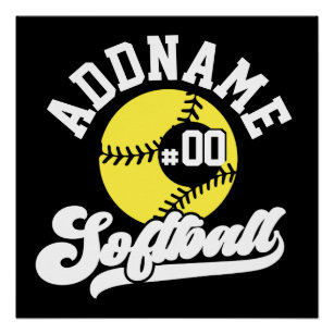 Personalised Softball Player ADD NAME Retro Team Poster