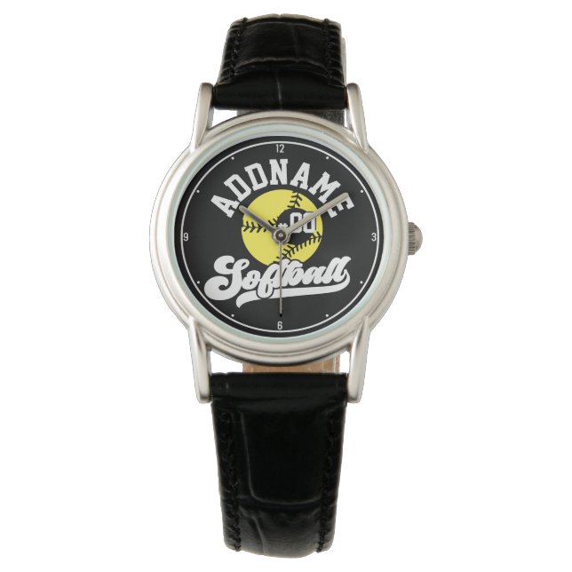 Personalised Softball Player ADD NAME Retro Team Watch (Front)