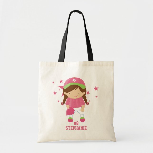 Personalised softball player and stars tote bag (Front)