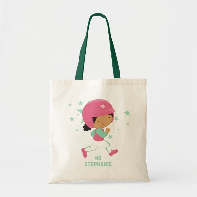 Personalised softball player and stars tote bag (Front)