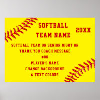 Personalised, Softball Senior Night Posters, Team