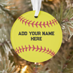 Personalised Softball With Custom Name Ornament