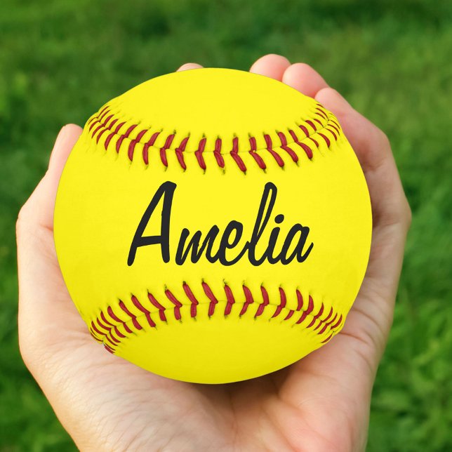 Personalised Softball with Name Yellow  (Creator Uploaded)