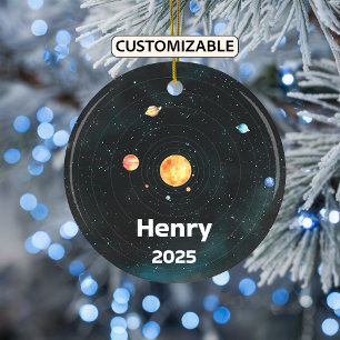 Personalised Solar System Ornament, Space, Planets Ceramic Ornament