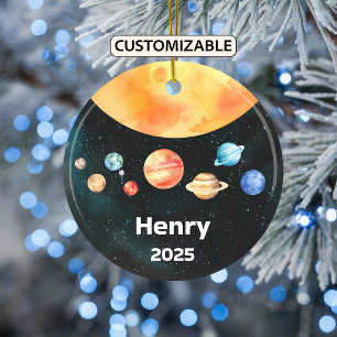 Personalised Solar System Ornament, Space, Planets Ceramic Ornament