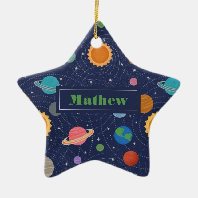 Personalised Solar System Space Ceramic Ornament (Front)