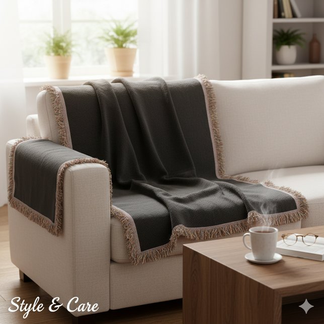 Personalised Solid Black Colour Throw Blanket (Personalized Solid Black Color Throw Blanket)