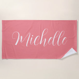 Personalised Solid Colour Beach Towel with Name