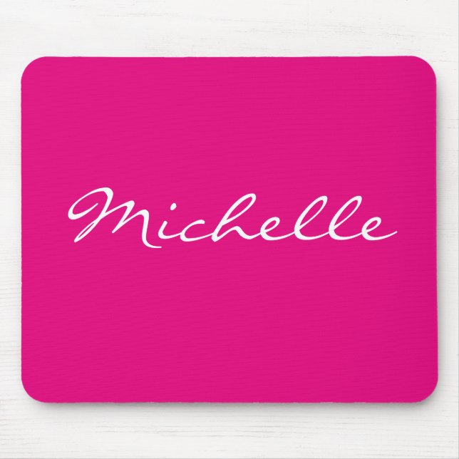Personalised solid colour neon pink mouse pad (Front)