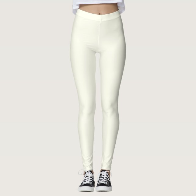 Personalised Solid Ivory Colour Leggings (Front)