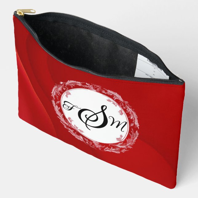 Personalised Solid Red Cosmetic Bag (Open)