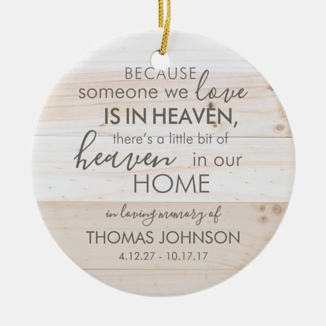 Personalised Someone In Heaven Ceramic Ornament (Front)