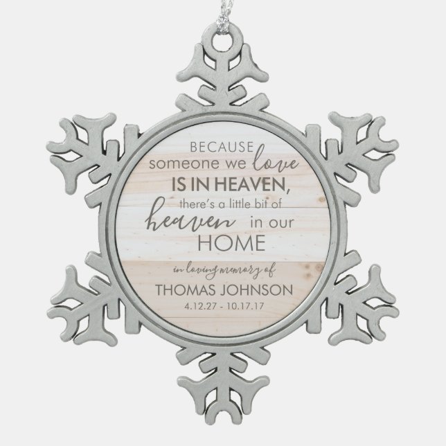 Personalised Someone In Heaven Snowflake Ornament (Front)