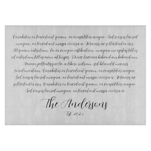 Personalised Song Lyrics Glass Charcuterie Board (Front)