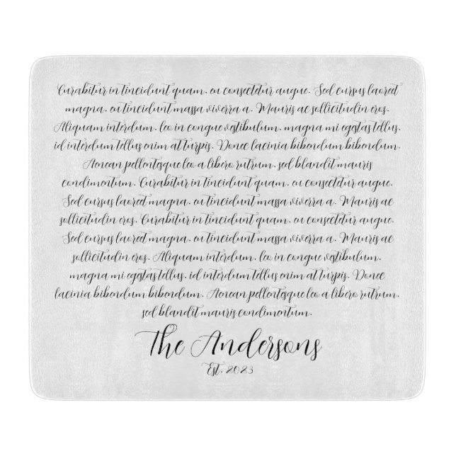 Personalised Song Lyrics Glass Charcuterie Board (Front)