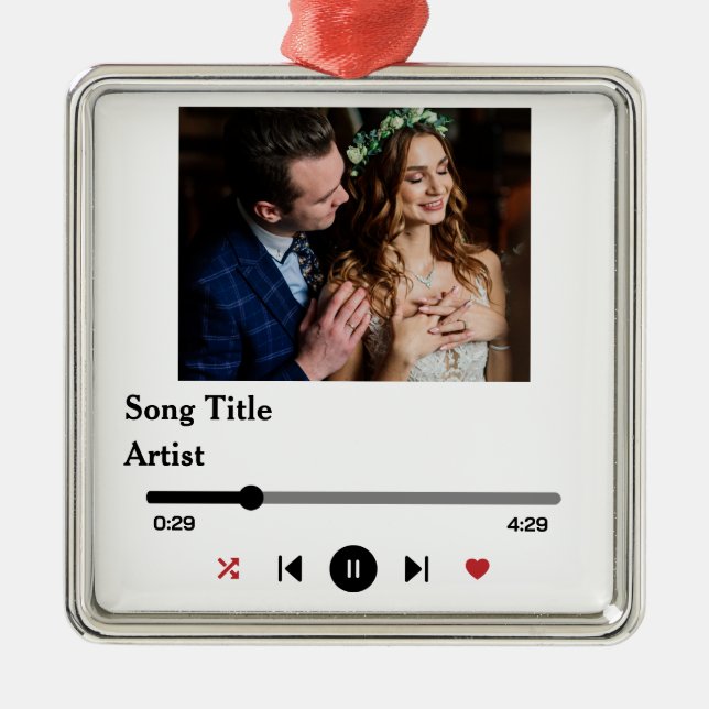 Personalised Song Lyrics Photo For The Couple Metal Ornament (Front)