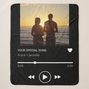 Personalised Song Name Playlist Couple Photo gift Sherpa Blanket