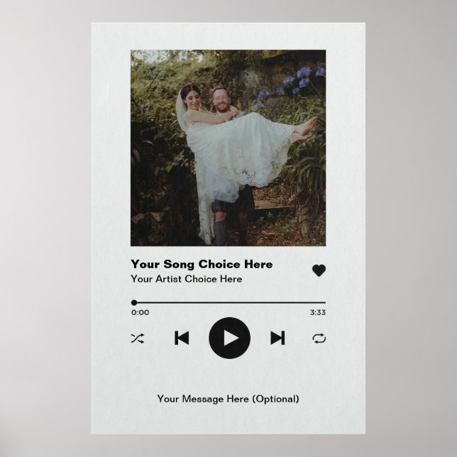 Personalised Song Poster Wall Art Print Custom Mus (Front)