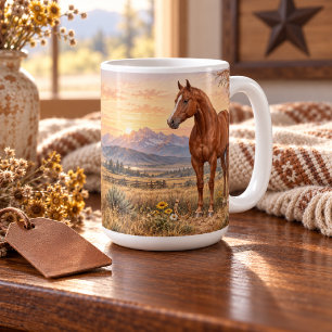 Personalised Sorrel Quarter Horse Western Sunrise Coffee Mug