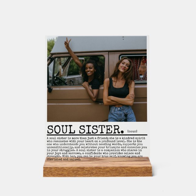 Personalised Soul Sister Definition With Photo Acrylic Sign (Front)