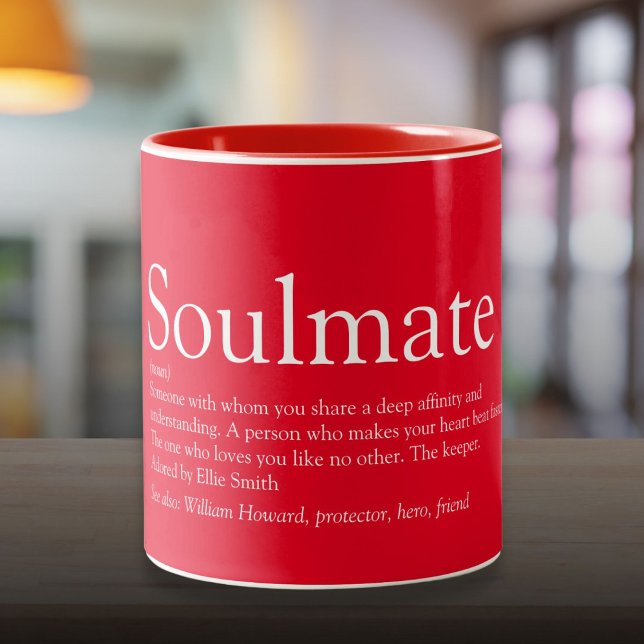 Personalised Soulmate Definition Romantic Red Two-Tone Coffee Mug (Personalized Soulmate Definition Romantic Red Two-Tone Coffee Mug)