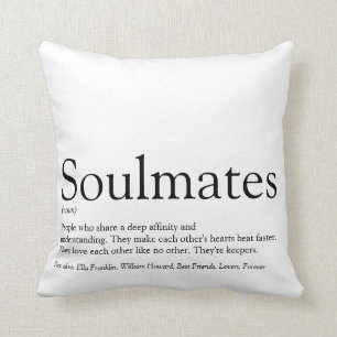 Personalised Soulmates Definition Black And White Cushion