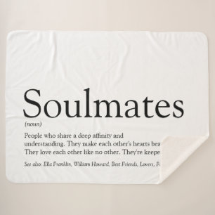 Personalised Soulmates Definition Black And White Sherpa Blanket