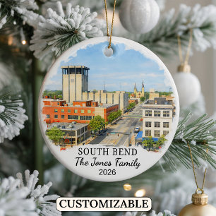 Personalised South Bend Ornament, Custom Indiana Ceramic Ornament