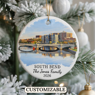 Personalised South Bend Ornament, Custom Indiana Ceramic Ornament