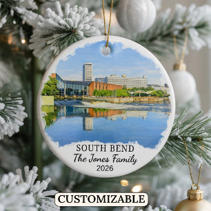 Personalised South Bend Ornament, Custom Indiana Ceramic Ornament