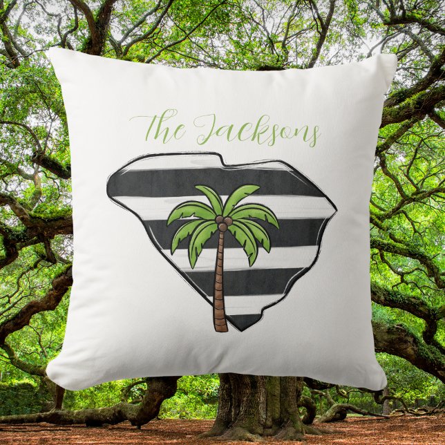 Personalised South Carolina State Palm Tree Stripe Cushion (Creator Uploaded)