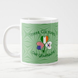 Personalised South Korea Ireland USA Shamrock Large Coffee Mug