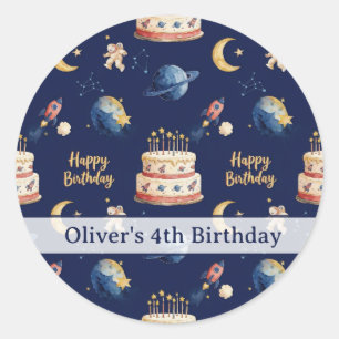 Personalised Space Adventure Kids Birthday  Classic Round Sticker