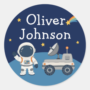 Personalised Space Astronaut Planet Name Classic Round Sticker