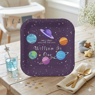 Personalised Space Birthday Paper Plates Solar Sys