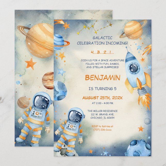 Personalised Space Birthday Template (Front/Back)