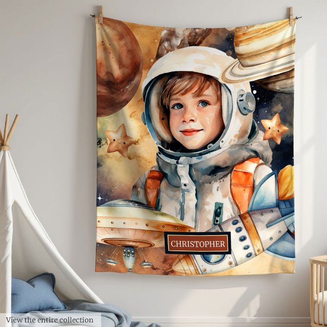 Personalised Space Blanket with Astronaut for Boys (Personalized Space Blanket with Astronaut for Boys

)