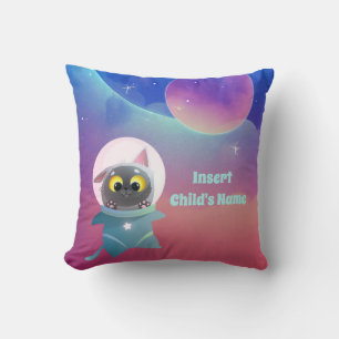 Personalised Space Cat Throw Pillow