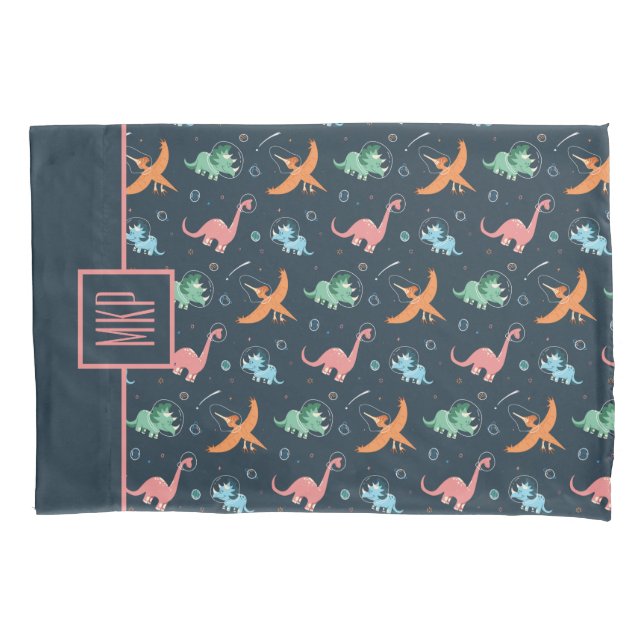 Personalised Space Dinosaur Pattern Pillowcase (Front)