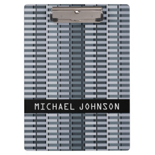 Personalised Space Grey Contemporary Art Pattern Clipboard