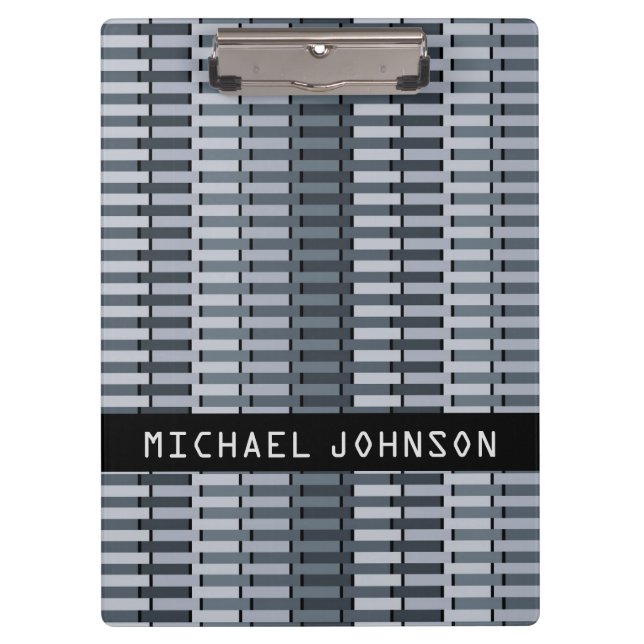 Personalised Space Grey Contemporary Art Pattern Clipboard (Front)