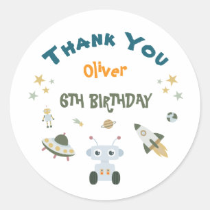 Personalised Space Kids Thank You Astronaut Classic Round Sticker