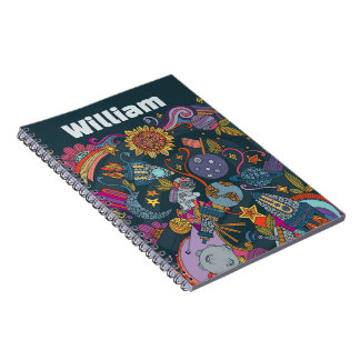 Personalised Space Name Poster for Kids  Notebook
