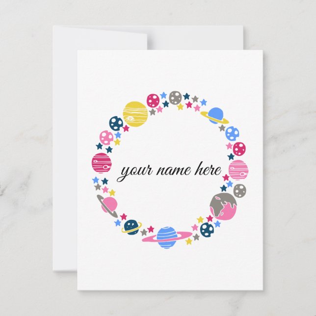 Personalised Space Notecards for Girls (Front)