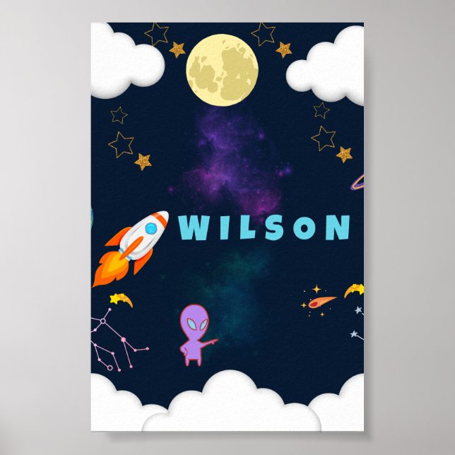 Personalised Space Nursery Wall Art (Front)