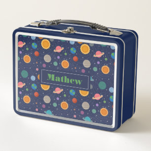 Personalised Space Retro Solar System Planets Metal Lunch Box