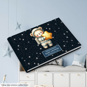 Personalised Space Teddy Bear Guest Book Baby Boy