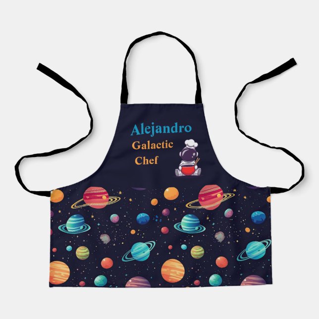 Personalised Space-Themed Galactic Chef Childs Apron (Front)