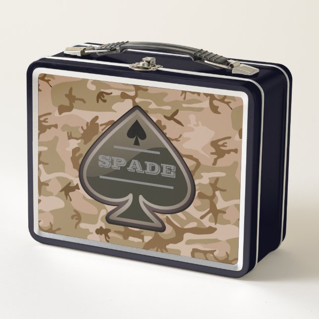 Personalised Spade Desert Camo Metal Lunch Box (Front)